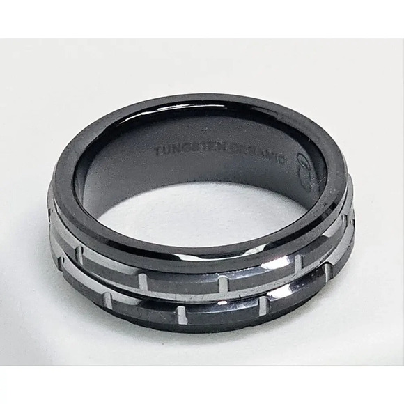 Tungsten & Ceramic Wedding Band SZ 9 - Picture 4 of 7